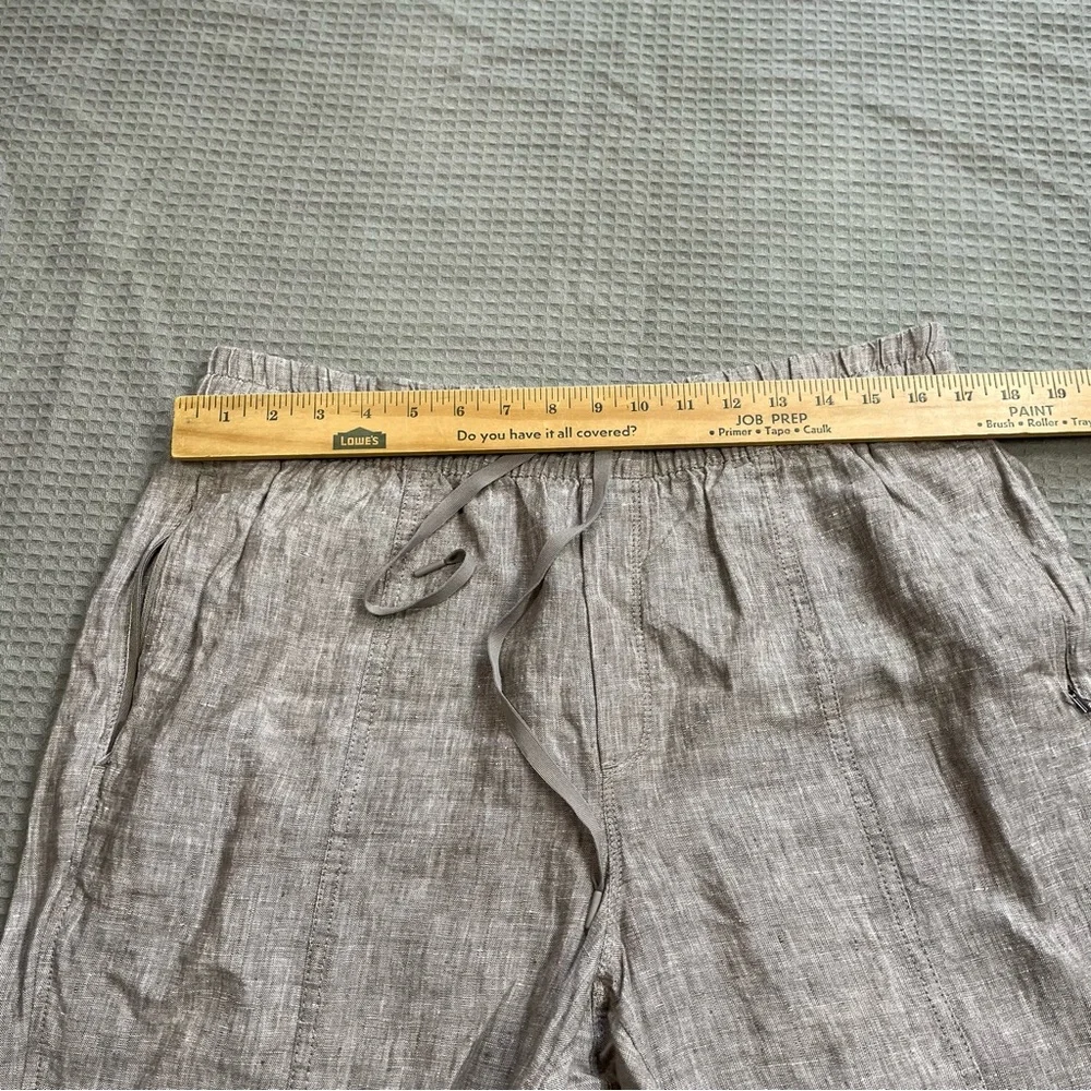 Athleta Retreat Linen Pants Large Women’s High Rise Tapered Ankle Brown - Picture 7 of 8